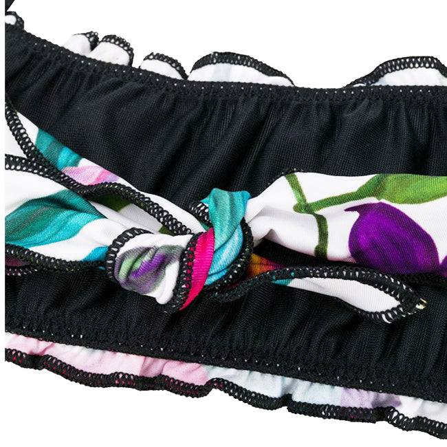 Mc2 Saint Barth Bikini Da Bambina A Fascia Con Foglie Tropicali