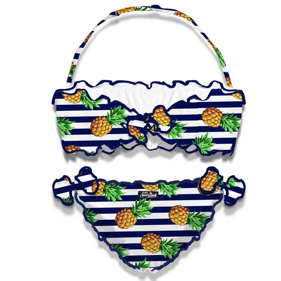 Mc2 Saint Barth Bikini Da Bambina A Fascia Con Stampa Ananas