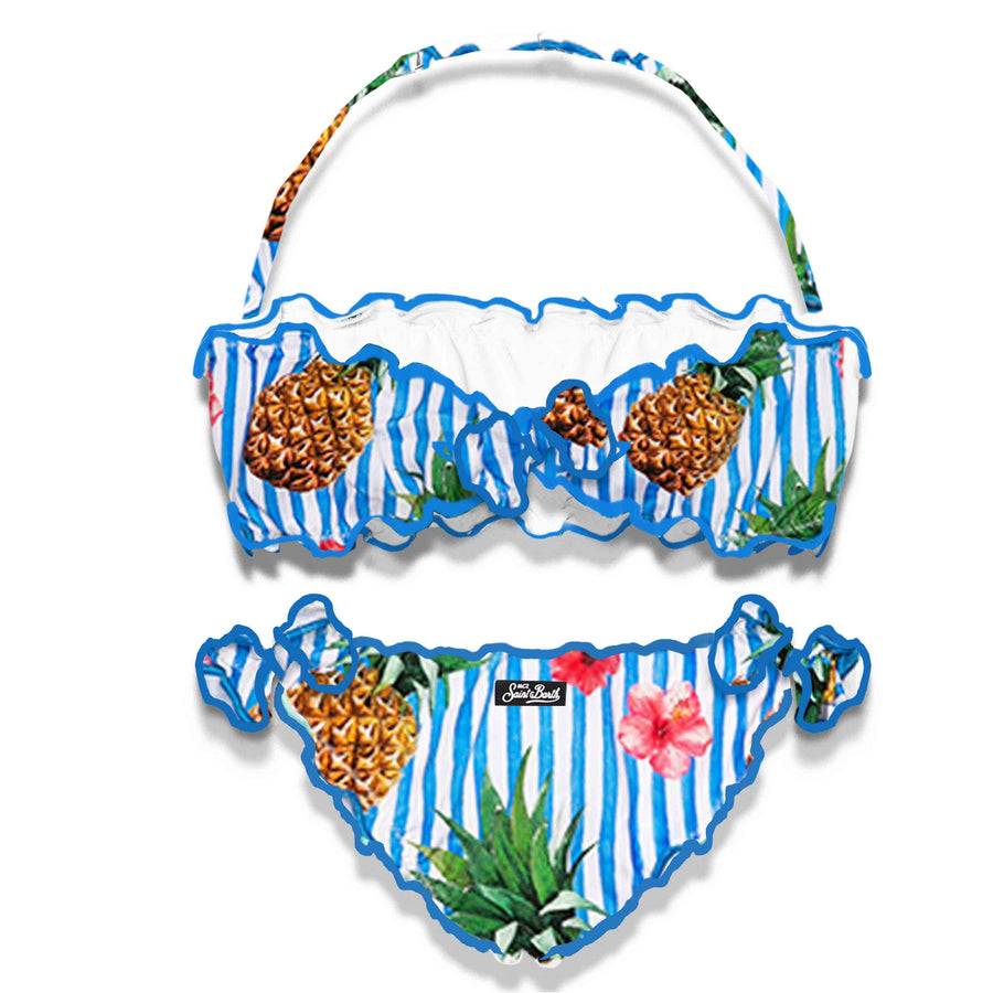 Mc2 Saint Barth Bikini Da Bambina A Fascia Con Stampa Ananas