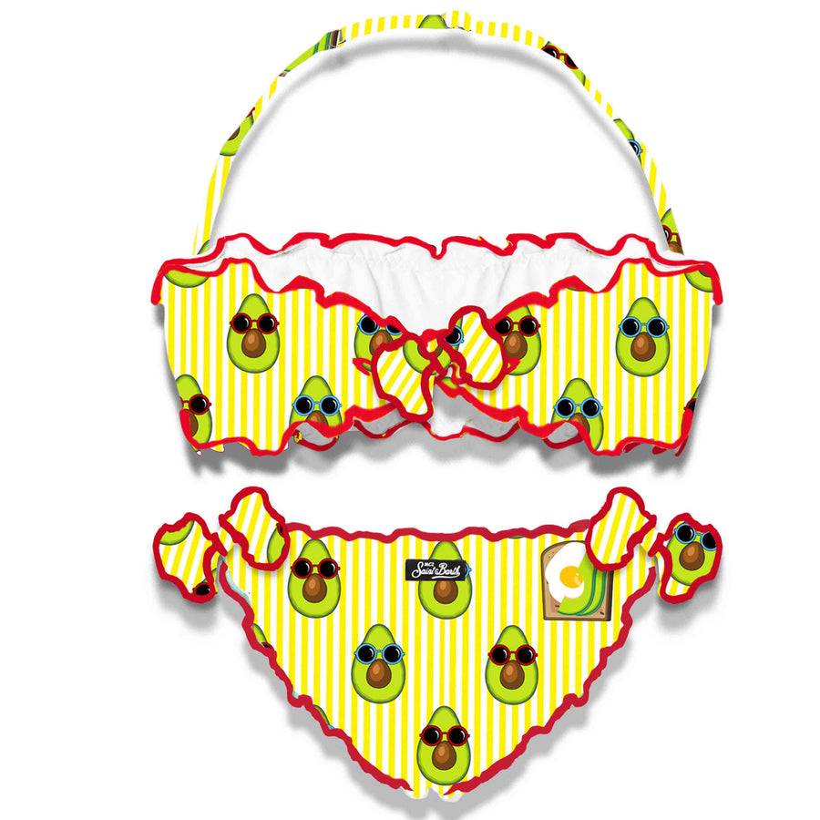Mc2 Saint Barth Bikini Da Bambina A Fascia Con Stampa Avocado