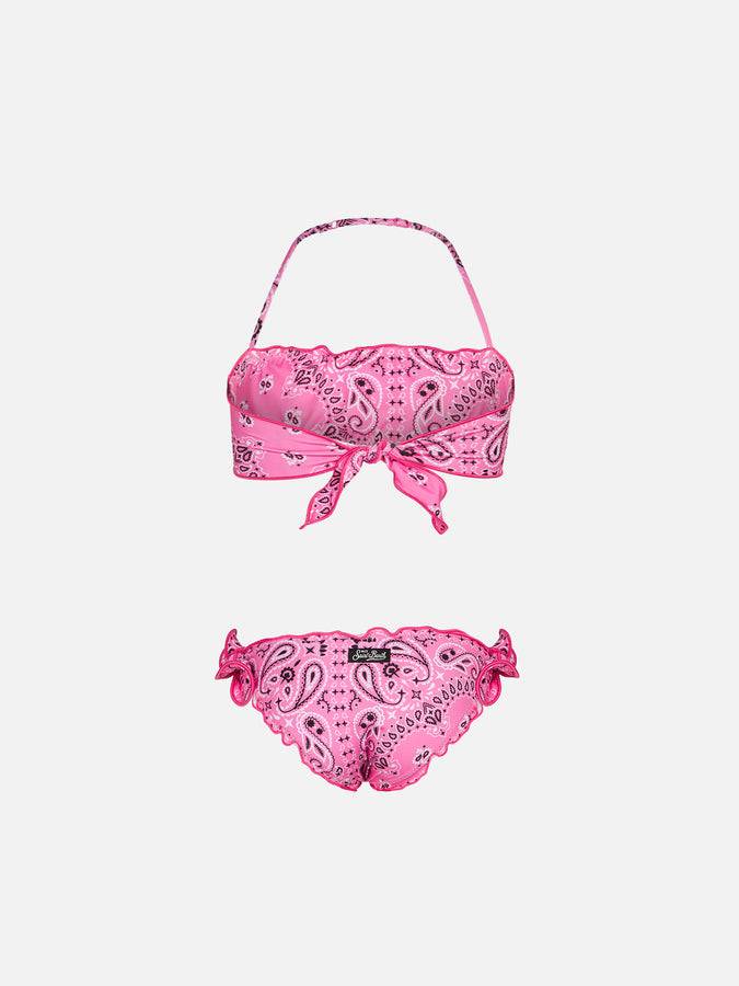 Mc2 Saint Barth Bikini Da Bambina A Fascia Con Stampa Bandana Rosa