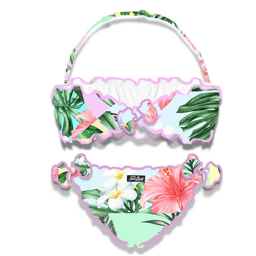 Mc2 Saint Barth Bikini Da Bambina A Fascia Con Stampa Fiori