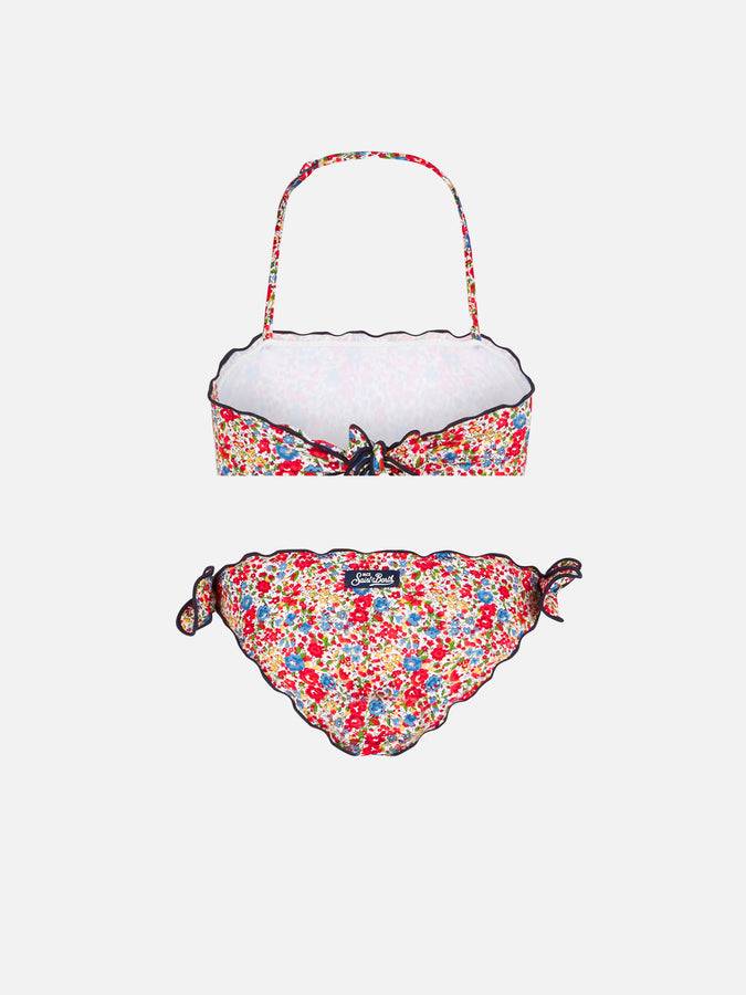 Mc2 Saint Barth Bikini Da Bambina A Fascia Con Stampa Fiori Multicolore