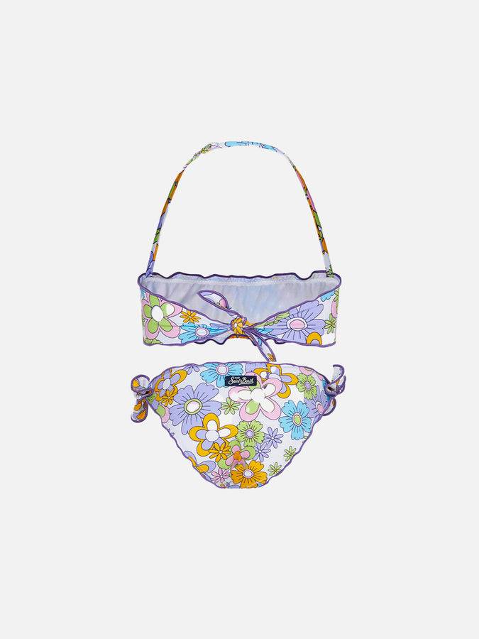 Mc2 Saint Barth Bikini Da Bambina A Fascia Con Stampa Fiori Multicolore