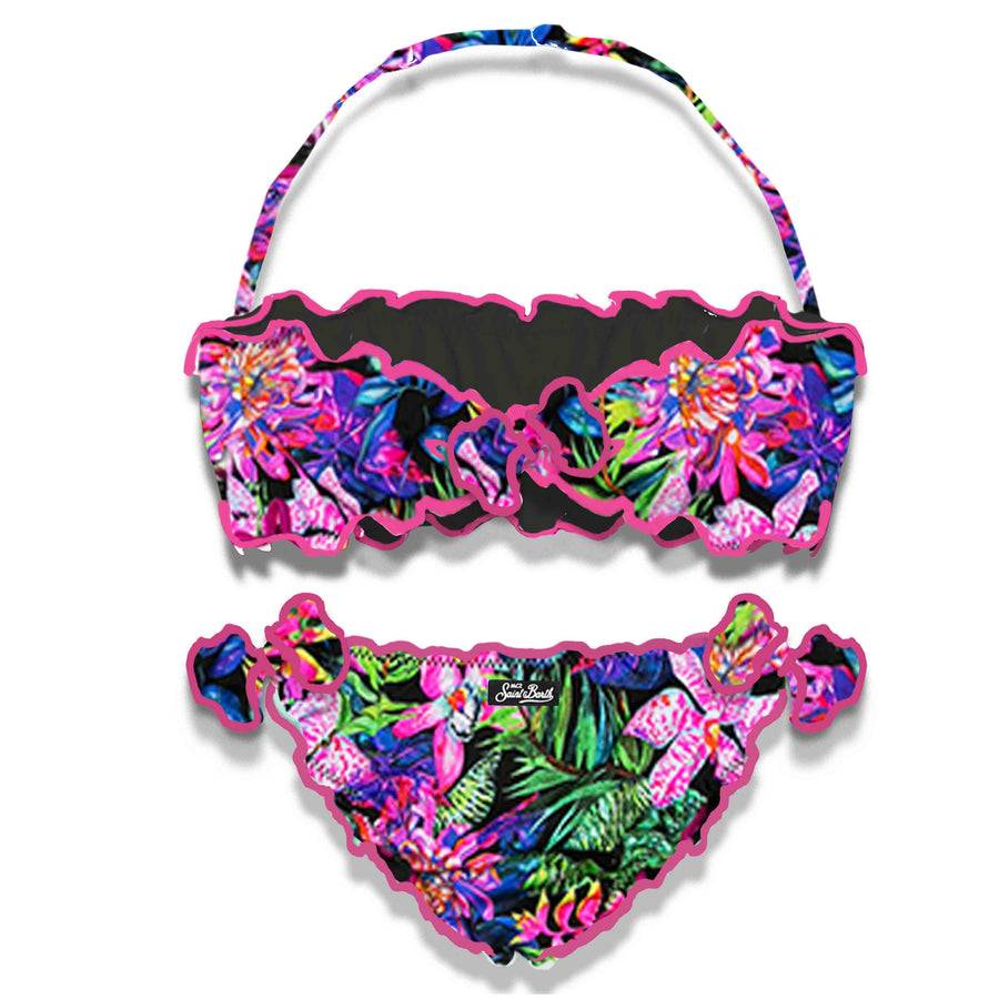 Mc2 Saint Barth Bikini Da Bambina A Fascia Con Stampa Fiori