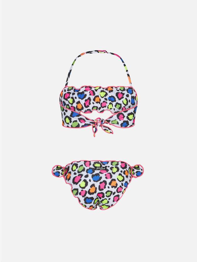Mc2 Saint Barth Bikini Da Bambina A Fascia Con Stampa Leopardata