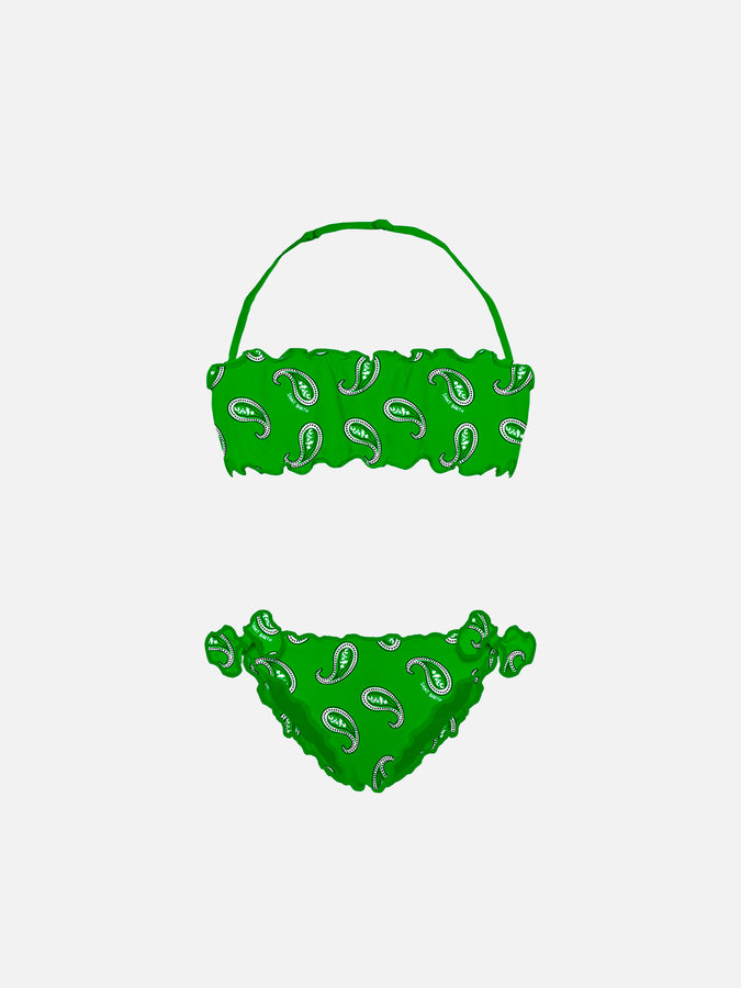 Mc2 Saint Barth Bikini da bambina a fascia con stampa paisley