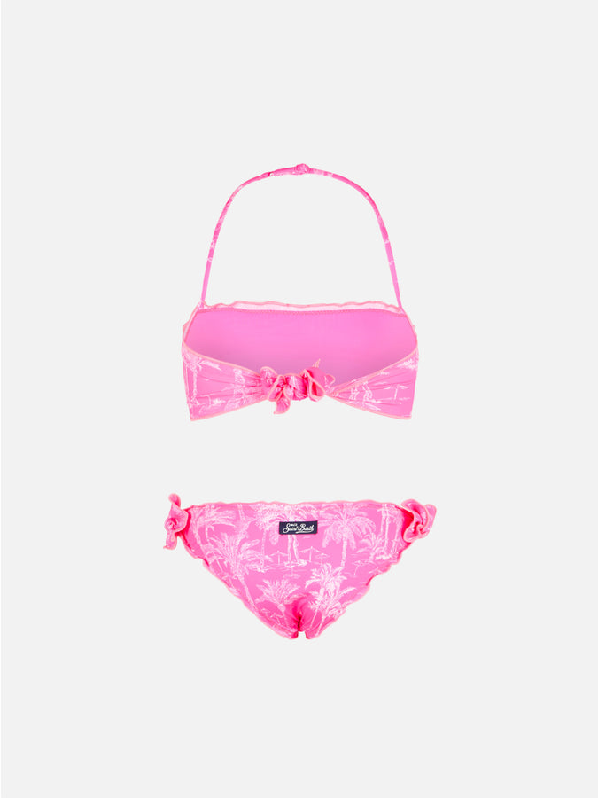 Mc2 Saint Barth Bikini Da Bambina A Fascia Con Stampa Spiaggia