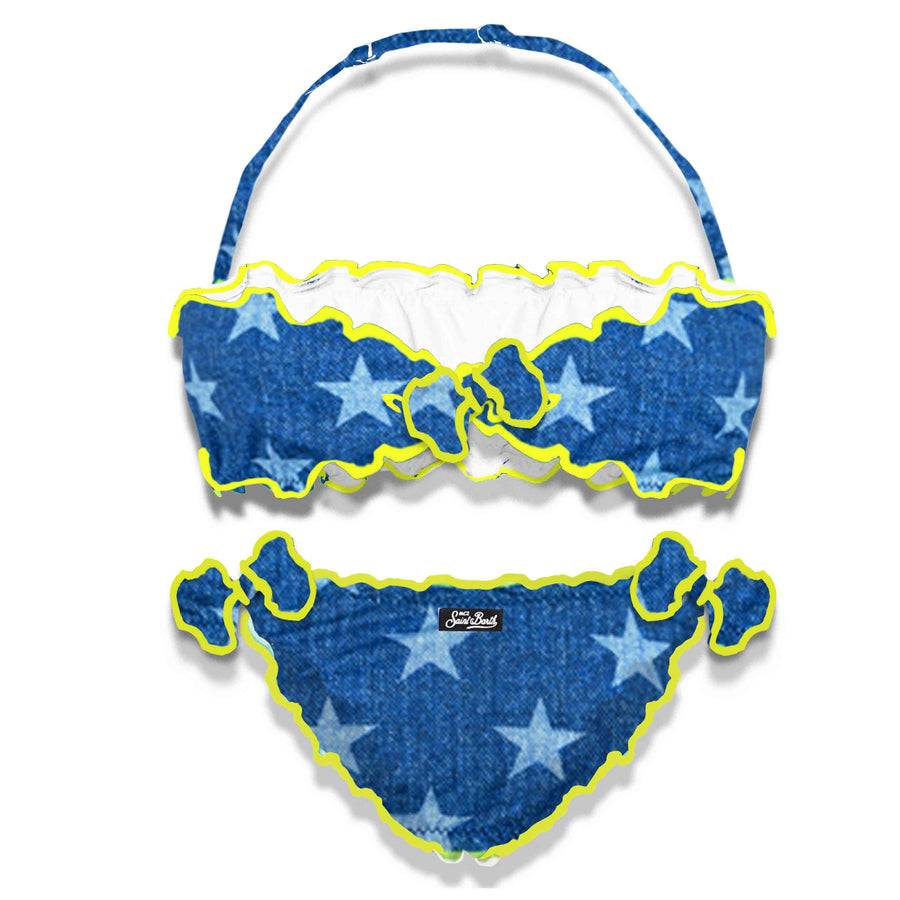 Mc2 Saint Barth Bikini Da Bambina A Fascia Con Stampa Stelle