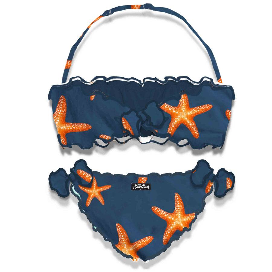 Mc2 Saint Barth Bikini Da Bambina A Fascia Con Stampa Stelle Marine