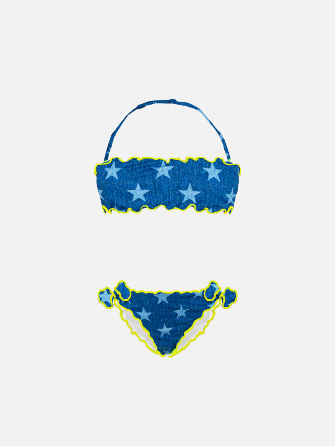 Mc2 Saint Barth Bikini da bambina a fascia con stampa stelle