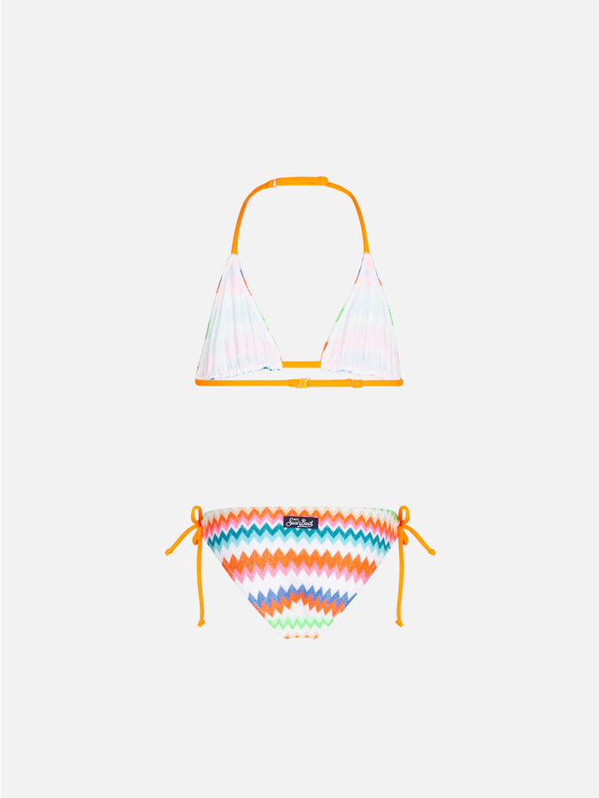 Mc2 Saint Barth Bikini Da Bambina A Triangolo Con Fantasia Multicolore
