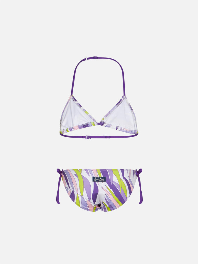 Mc2 Saint Barth Bikini Da Bambina A Triangolo Con Foglie Di Palma