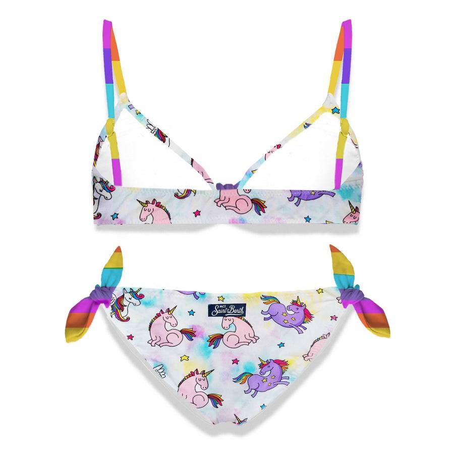 Mc2 Saint Barth Bikini Da Bambina A Triangolo Con Nastri