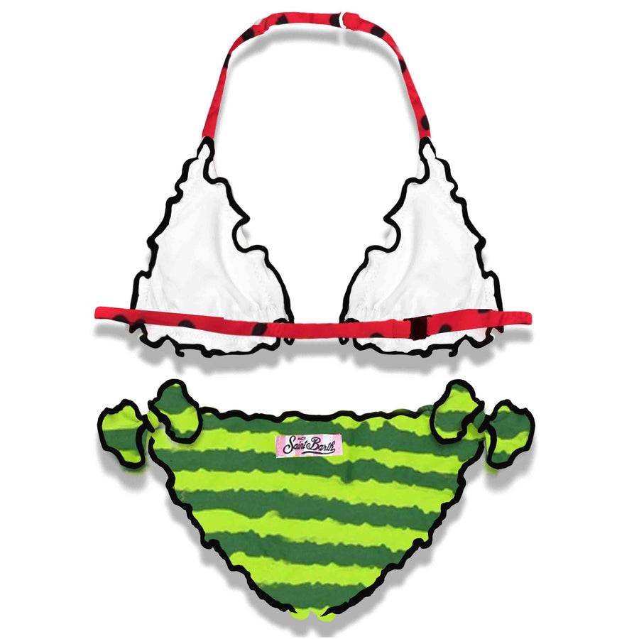 Mc2 Saint Barth Bikini Da Bambina A Triangolo Con Stampa Anguria