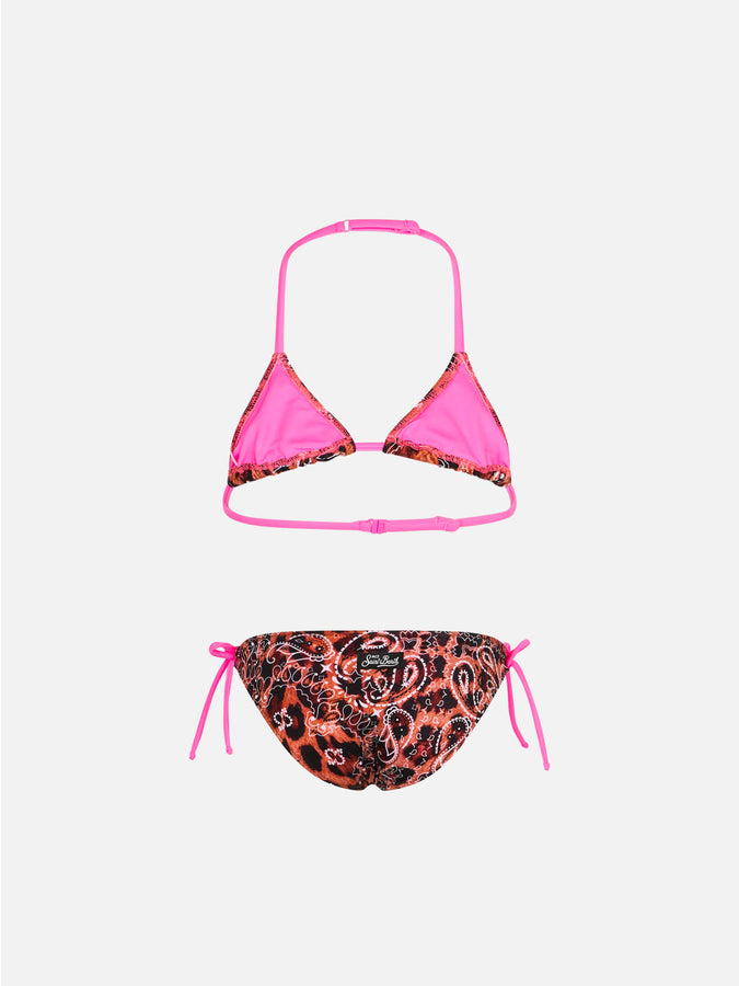 Mc2 Saint Barth Bikini Da Bambina A Triangolo Con Stampa Bandana Leo