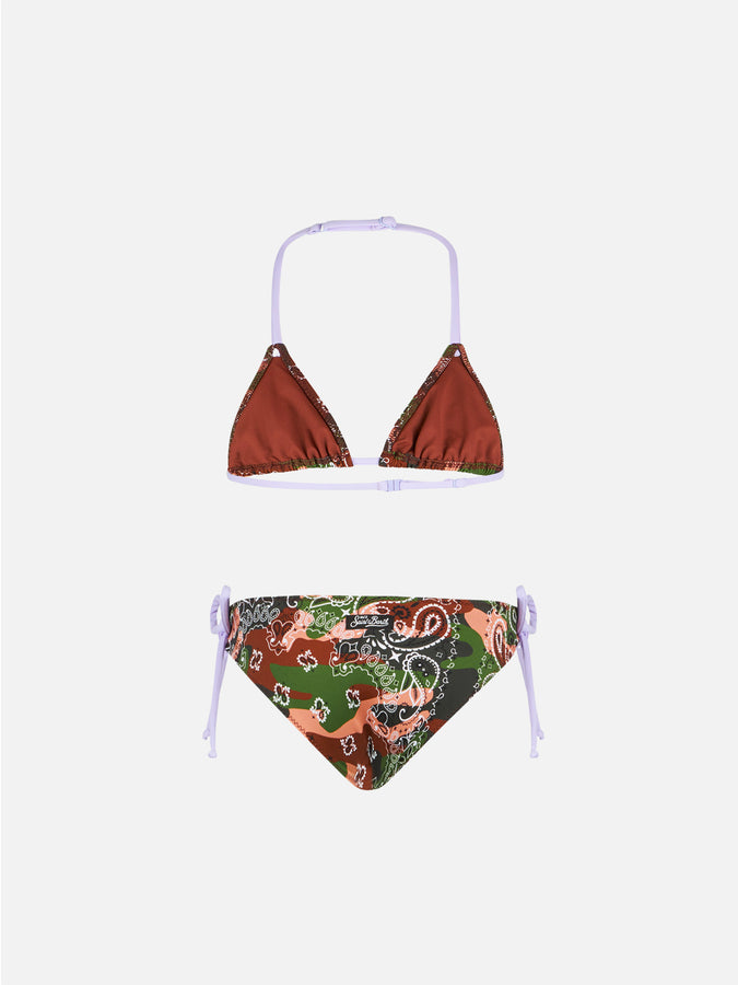 Mc2 Saint Barth Bikini Da Bambina A Triangolo Con Stampa Bandana Mimetica