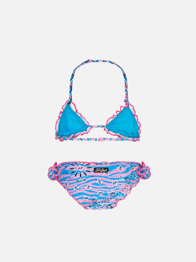Mc2 Saint Barth Bikini Da Bambina A Triangolo Con Stampa Bandana Zebrata