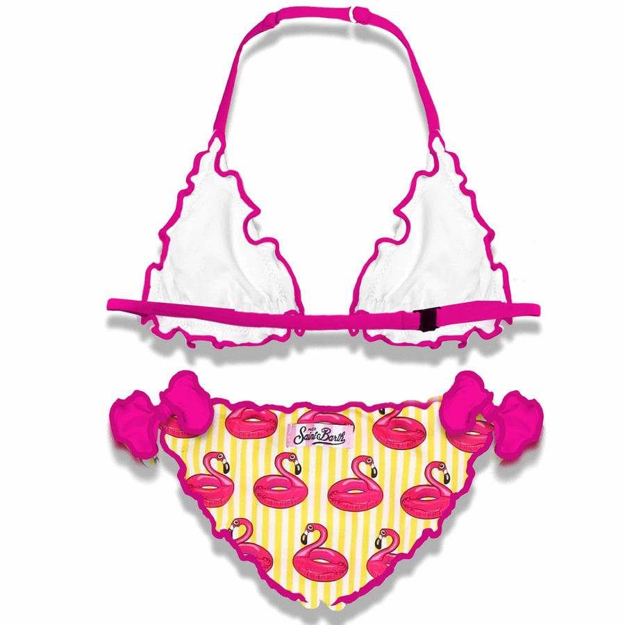 Mc2 Saint Barth Bikini Da Bambina A Triangolo Con Stampa Fenicotteri