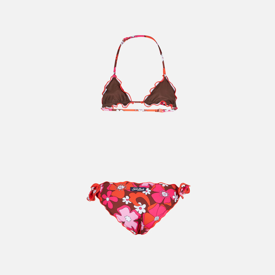Mc2 Saint Barth Bikini Da Bambina A Triangolo Con Stampa Fiori