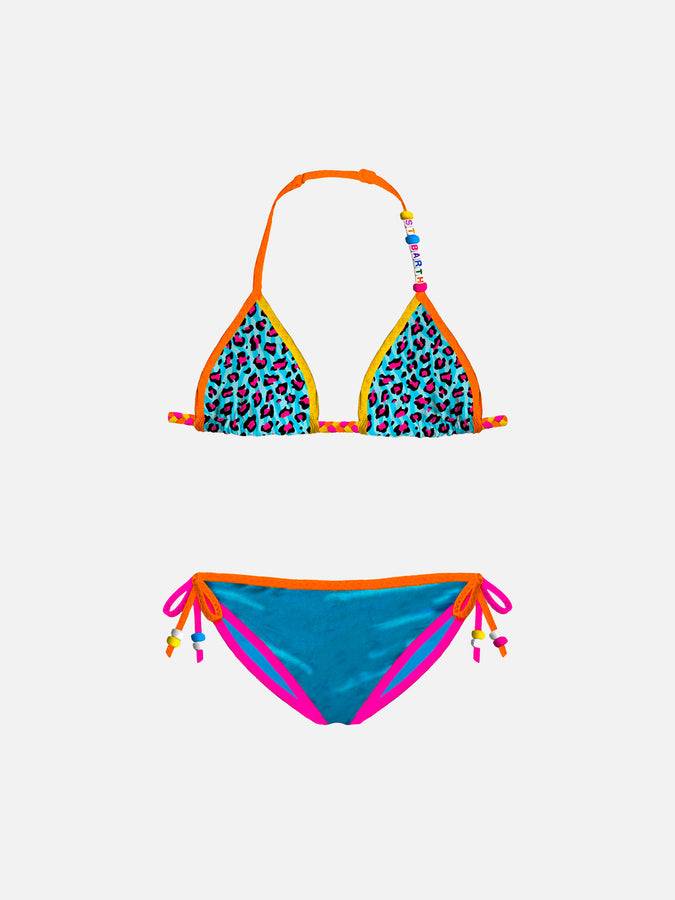 Mc2 Saint Barth Bikini da bambina a triangolo con stampa leopardata