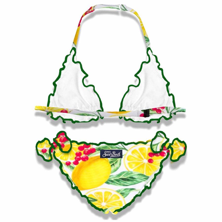Mc2 Saint Barth Bikini Da Bambina A Triangolo Con Stampa Limoni