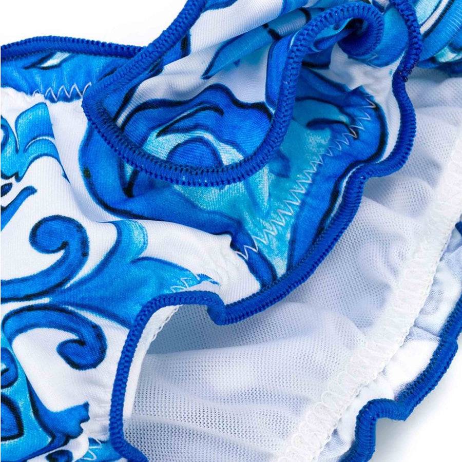 Mc2 Saint Barth Bikini Da Bambina A Triangolo Con Stampa Maiolica