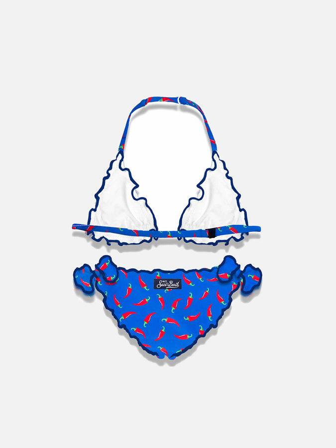 Mc2 Saint Barth Bikini Da Bambina A Triangolo Con Stampa Peperoncino
