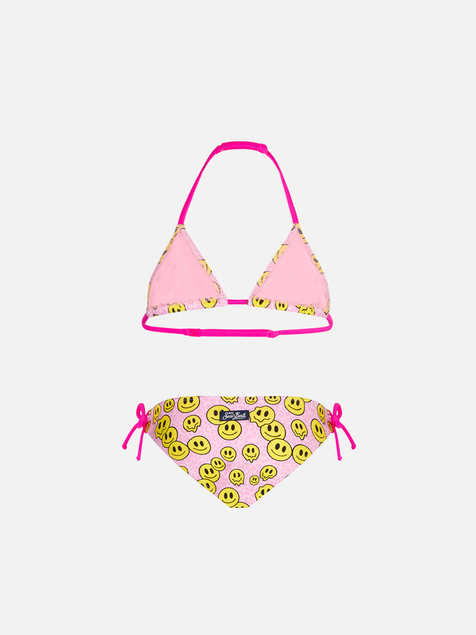 Mc2 Saint Barth Bikini Da Bambina A Triangolo Con Stampa Sorrisi