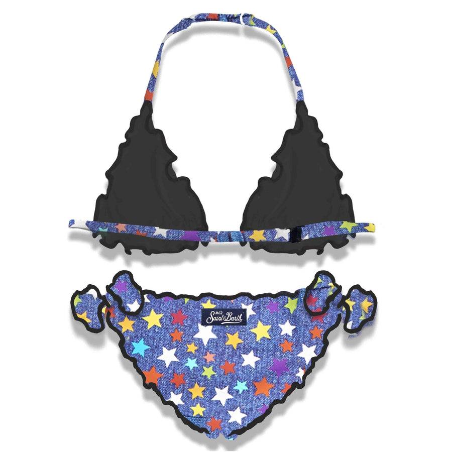 Mc2 Saint Barth Bikini Da Bambina A Triangolo Con Stampa Stelle