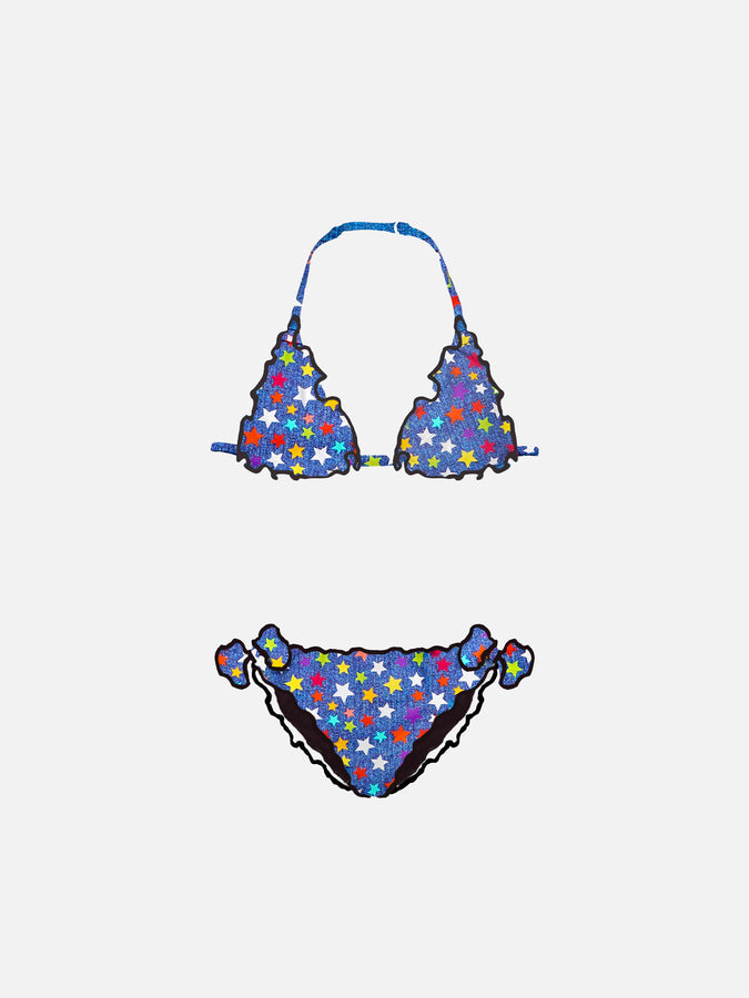 Mc2 Saint Barth Bikini da bambina a triangolo con stampa stelle