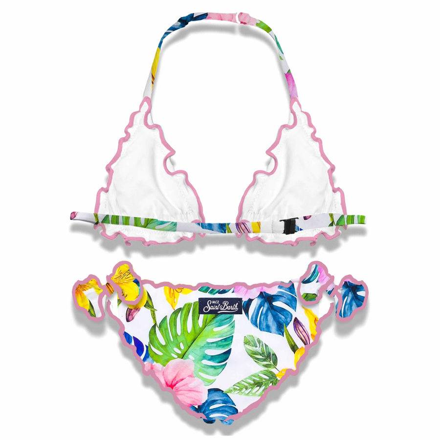 Mc2 Saint Barth Bikini Da Bambina A Triangolo Con Stampa Tropicale