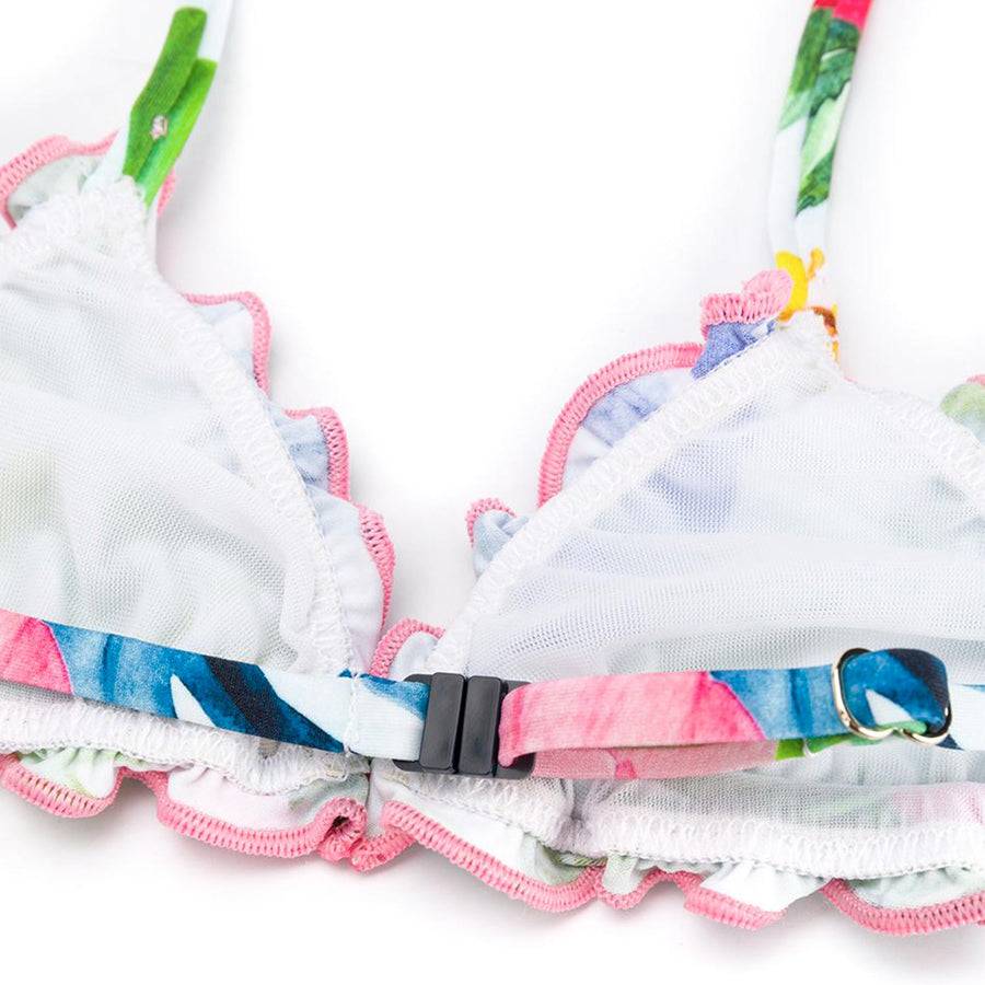 Mc2 Saint Barth Bikini Da Bambina A Triangolo Con Stampa Tropicale