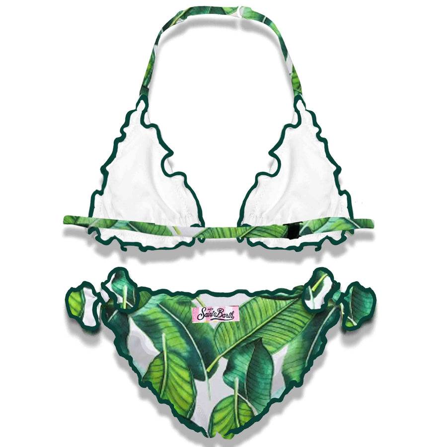 Mc2 Saint Barth Bikini Da Bambina A Triangolo Con Stampa Tropicale