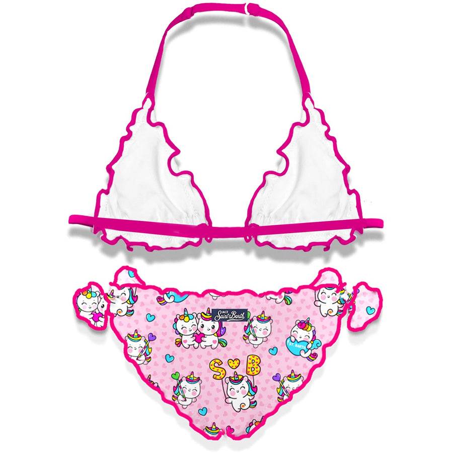 Mc2 Saint Barth Bikini Da Bambina A Triangolo Con Stampa Unicorno