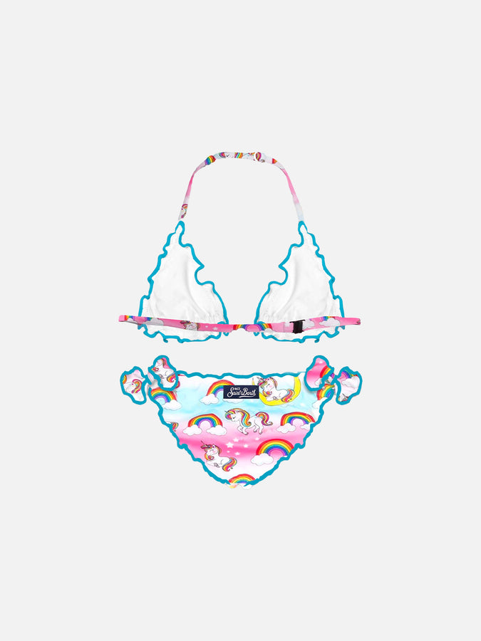 Mc2 Saint Barth Bikini Da Bambina A Triangolo Con Stampa Unicorno