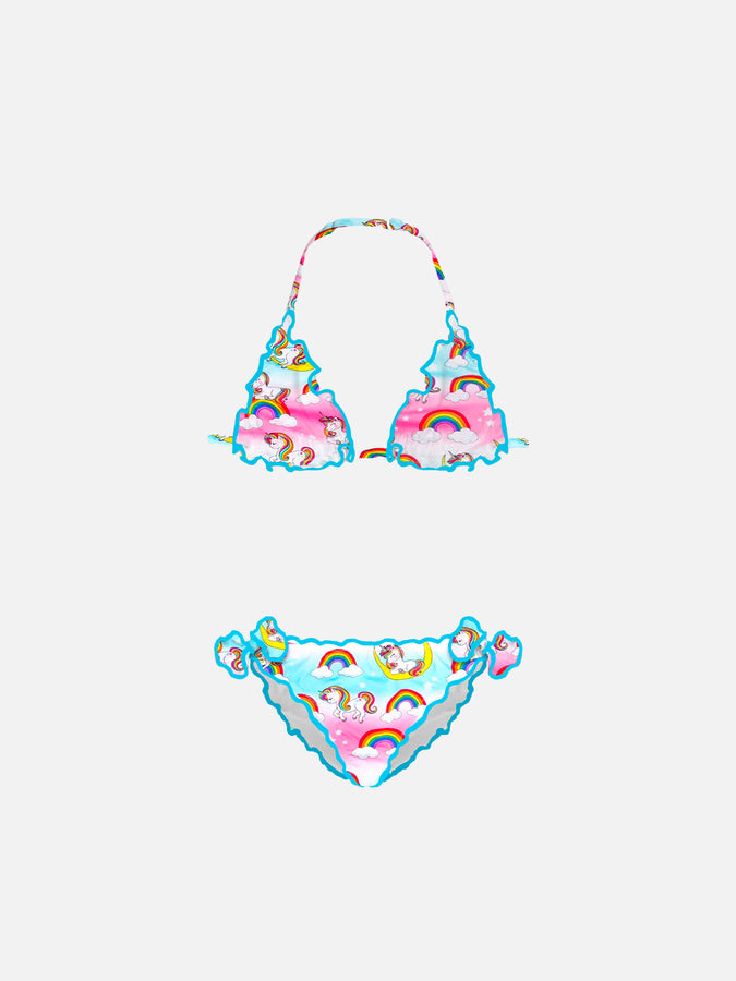 Mc2 Saint Barth Bikini da bambina a triangolo con stampa unicorno