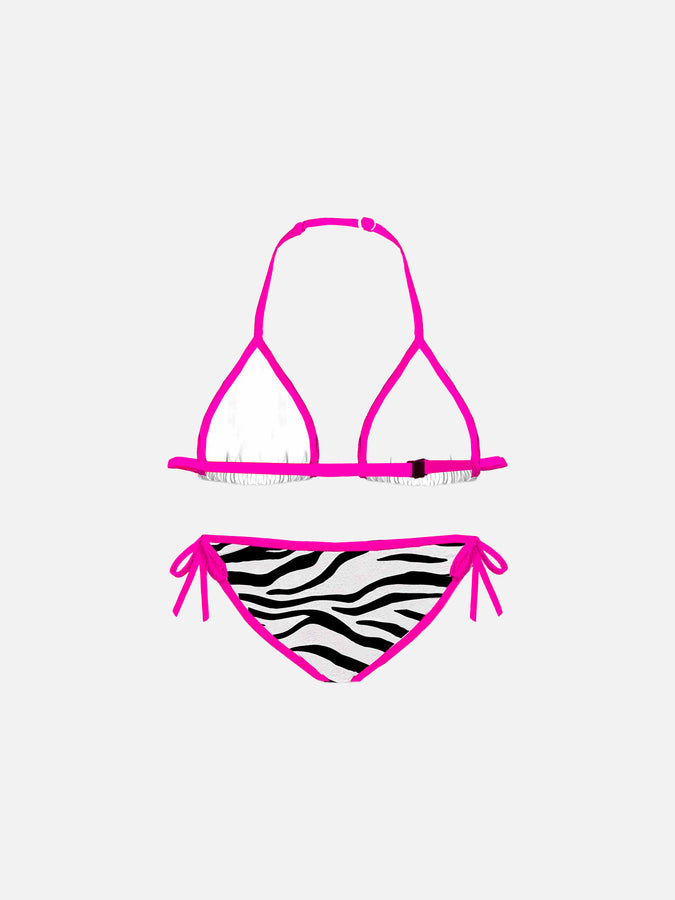 Mc2 Saint Barth Bikini Da Bambina A Triangolo Con Stampa Zebrata