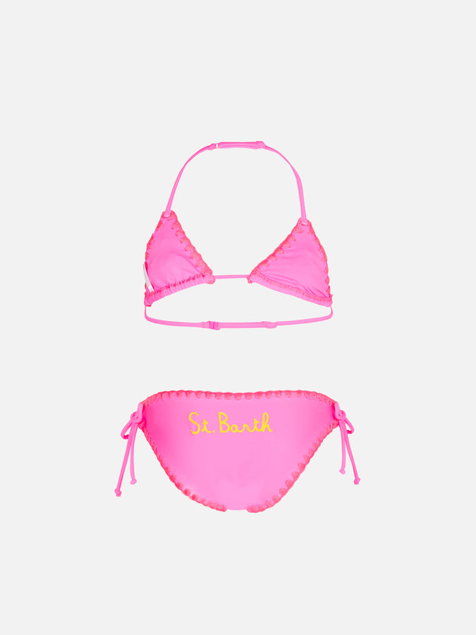 Mc2 Saint Barth Bikini Da Bambina A Triangolo Con Toppa Papera All'uncinetto
