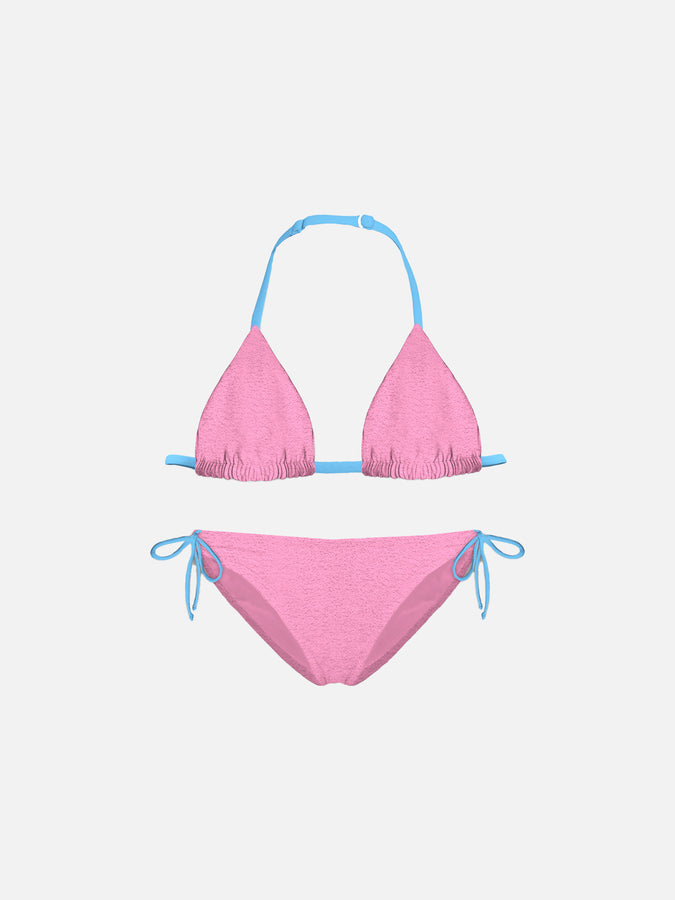 Mc2 Saint Barth Bikini da bambina a triangolo rosa con piping