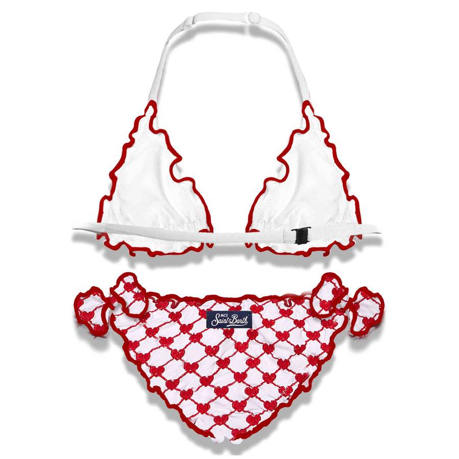 Mc2 Saint Barth Bikini Da Bambina Con Cuore Ricamato