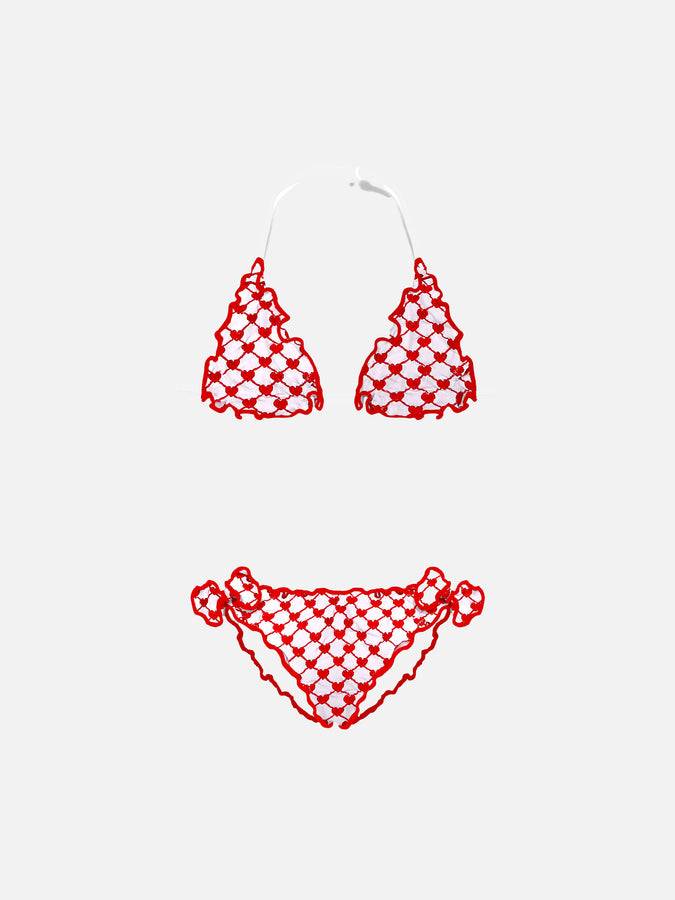 Mc2 Saint Barth Bikini da bambina con cuore ricamato