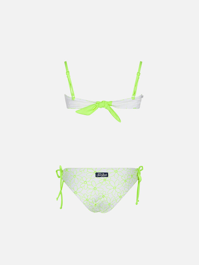 Mc2 Saint Barth Bikini Da Bambina Con Ricamo Margherite