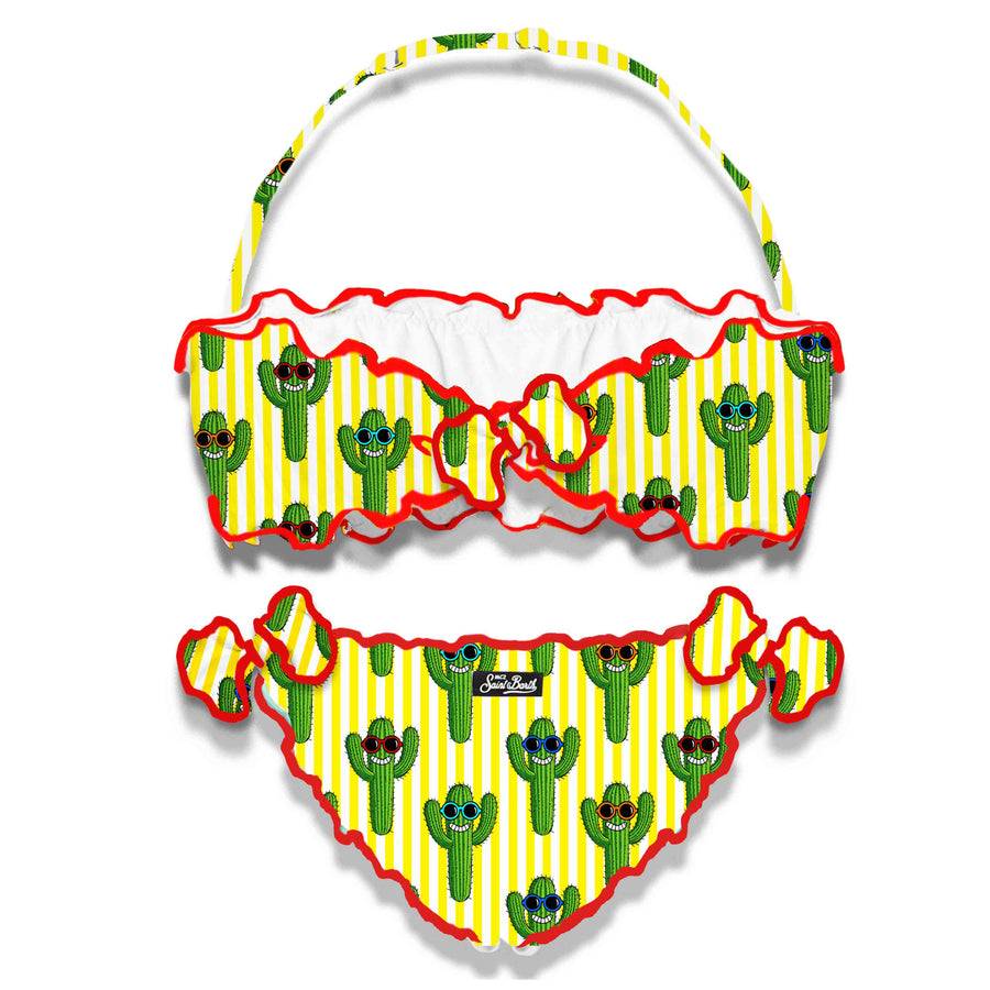 Mc2 Saint Barth Bikini Da Bambina Con Stampa Cactus Felici