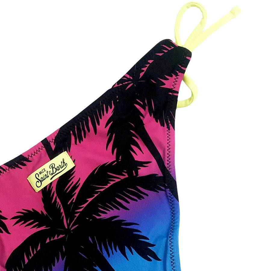 Mc2 Saint Barth Bikini Da Bambina Con Stampa Palme Sfumate