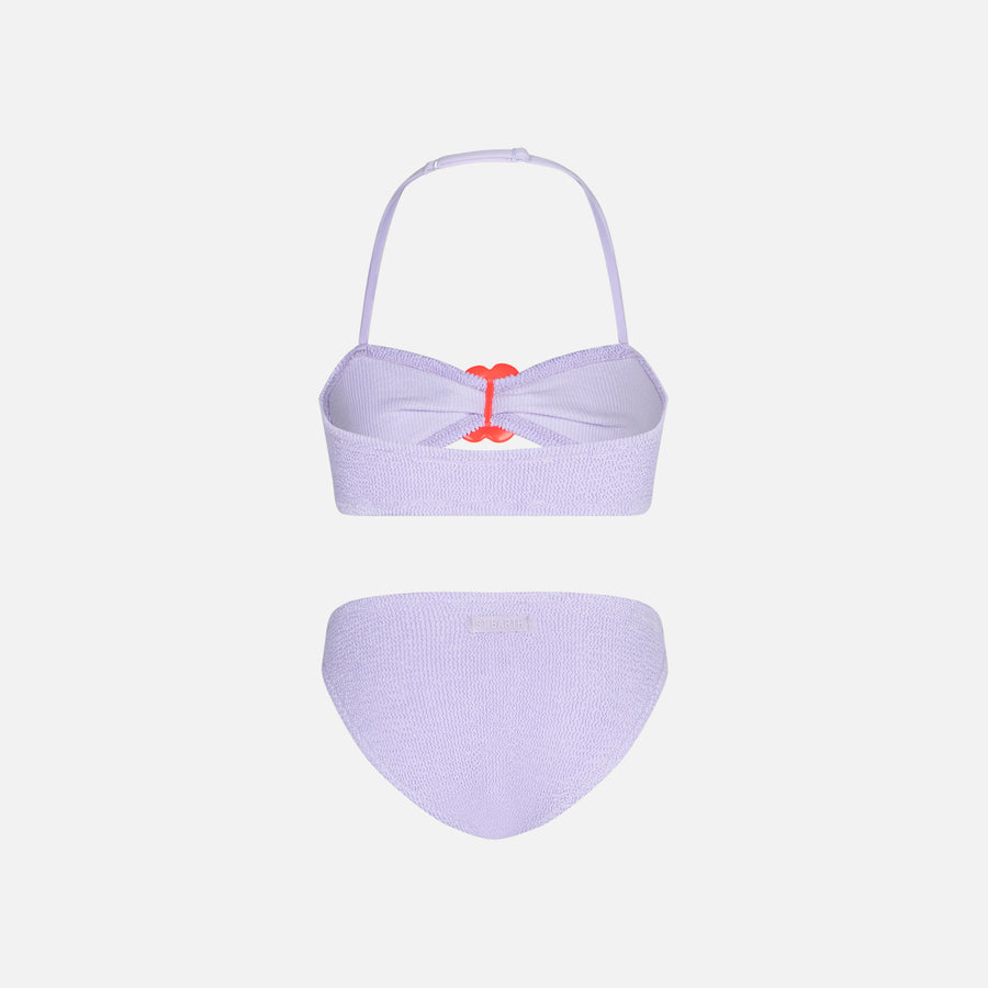 Mc2 Saint Barth Bikini Da Bambina Lilla Crinkle Con Anello Fiore