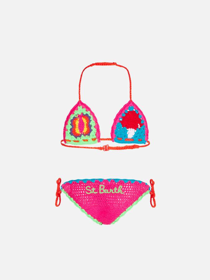 Mc2 Saint Barth Bikini Da Bambina Multicolore Crochet Con Toppe