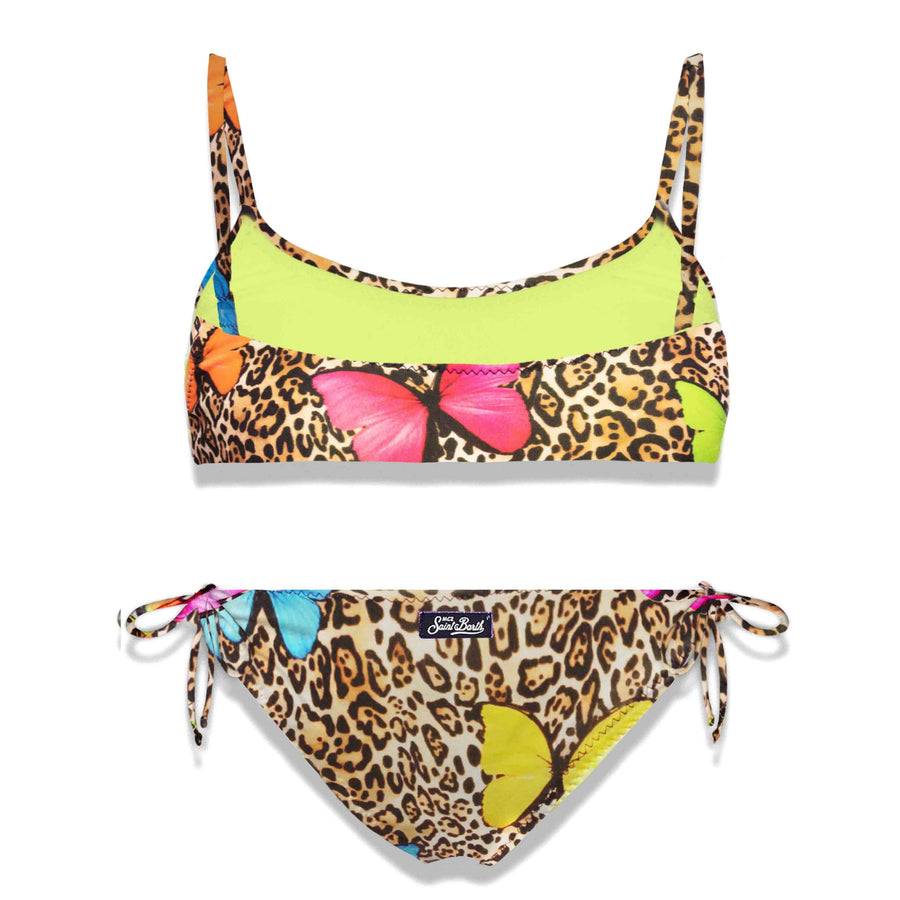 Mc2 Saint Barth Bikini Da Bambina Stampa Animalier Con Farfalle