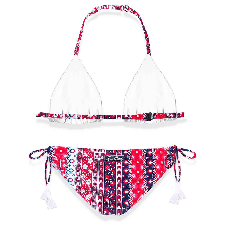 Mc2 Saint Barth Bikini Da Bambina Stampa Gipsy Rosso E Blu