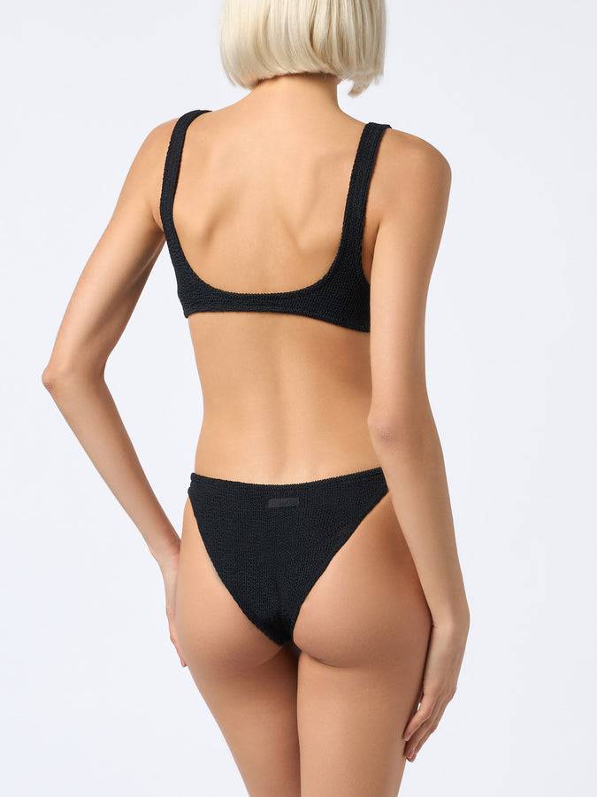 Mc2 Saint Barth Bikini Da Donna A Bralette Classico Nero Crinkle Naima Elise